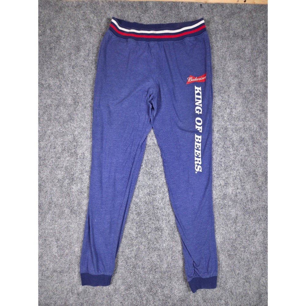 Budweiser Lounge Pants Mens Medium Blue King Of Beers I'm Here For The Beer Logo